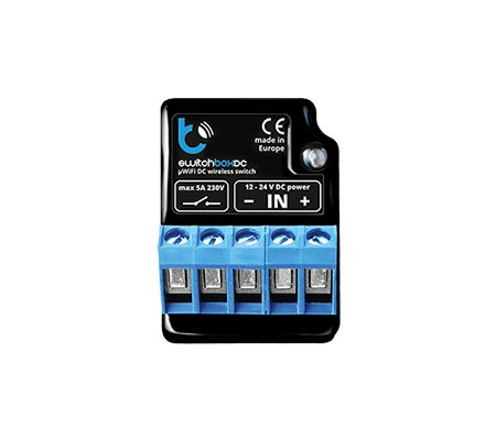 BleBox switchBoxDC - bezprzewodowy przełącznik DC Switchbot, czarna obudowa, 12-24 V DC, 3A, 230V, CE