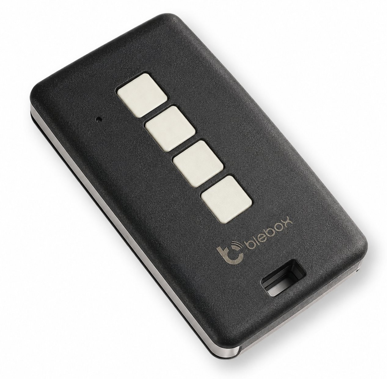BleBox uRemote Pro v2 czarny kontroler BleBox uRemote Pro v2 Black - czarny prostokątny kontroler z czterema przyciskami i metalowym wykończeniem