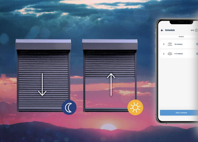 BleBox shutterBox DIN - sterowanie roletami z aplikacji BleBox shutterBox DIN – automatyczne sterowanie roletami: tryb nocny (zatrzaskany) i dzienny (otwarty), programowanie w aplikacji.