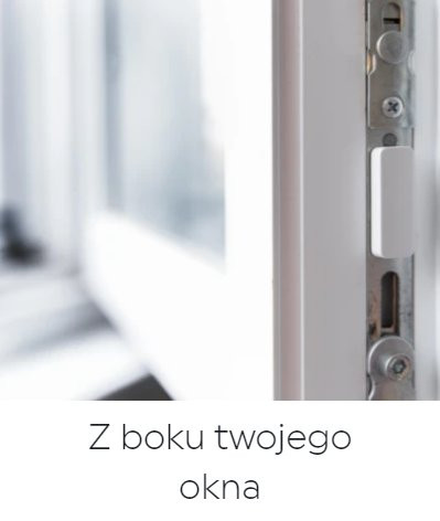Shelly BLU Door White - fragment ramienia okna z zamkiem i uchwytem