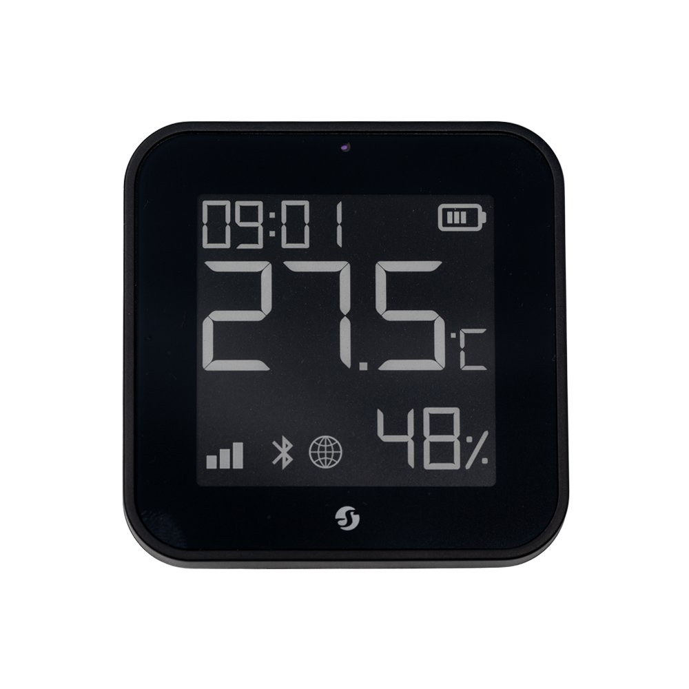 Shelly BLU H&T Display ZB czarny czujnik temperatury wilgotności Zigbee z wyświetlaczem pokazującym dane w czasie rzeczywistym