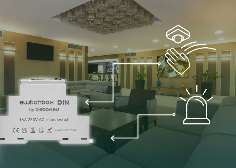 BleBox switchBox DIN BleBox switchBox DIN - inteligentny przełącznik do sterowania oświetleniem w salonie