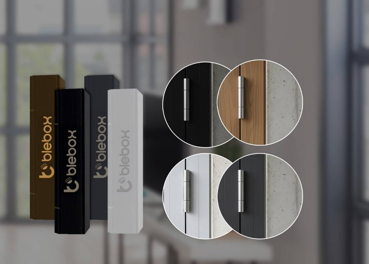 BleBox openSensor - czujnik otwarcia okna drzwi bramy WiFi w różnych kolorach: brązowy, czarny, biały i szary