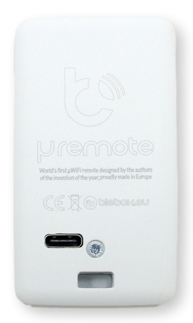 BleBox uRemote Pro v2 White BleBox uRemote Pro v2 White - tylna strona z logo 't', portem USB-C i innymi szczegółami